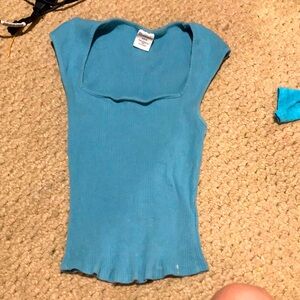 Square neck blue top